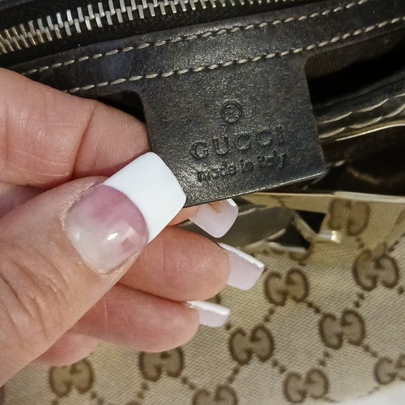 Gucci Tote Shoulder Bag Purse w LARGE GOLD BOW CC Monogram Canvas Vintage - Picture 6 of 17